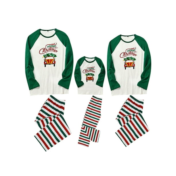 Matching Family Pajamas Sets Christmas PJs Sleepwear Merry Christmas Reindeer Top and Plaid Pants Cotton